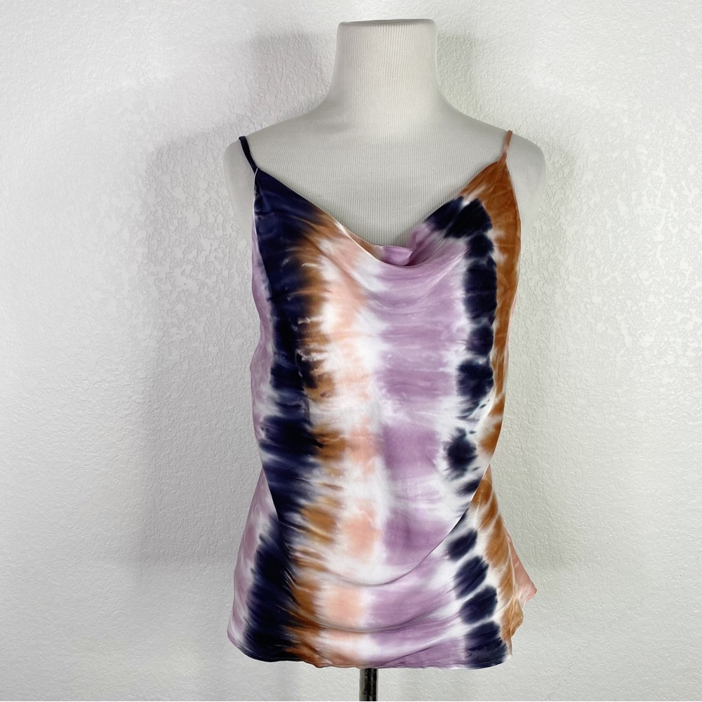Young Fabulous & Broke Purple Tie Dye Draped Tank Blouse